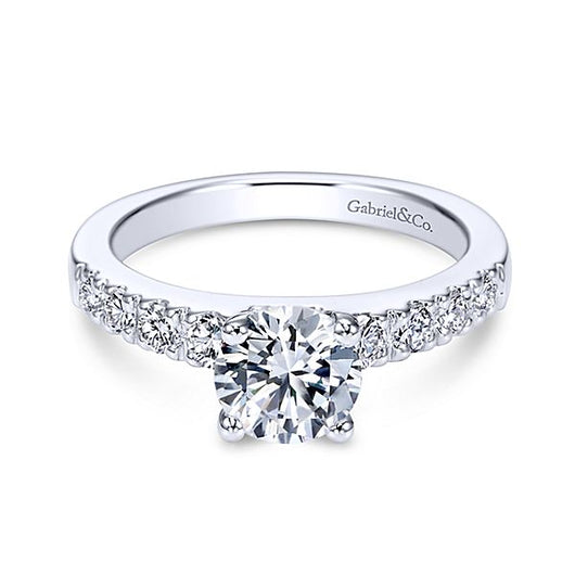 14k White Gold Round Straight Diamond Engagement Ring/ER3950W44JJ