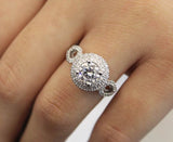 14k White Gold Round Double Halo Diamond Engagement Ring/ER12755R4W44JJ