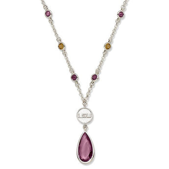 LOUISIANA STATE UNIV CRYSTAL LOGO NECKLACE