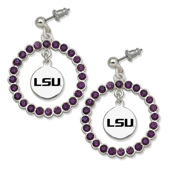 LOUISIANA STATE UNIV SPIRIT CRYSTAL WREATH LOGO EARRINGS