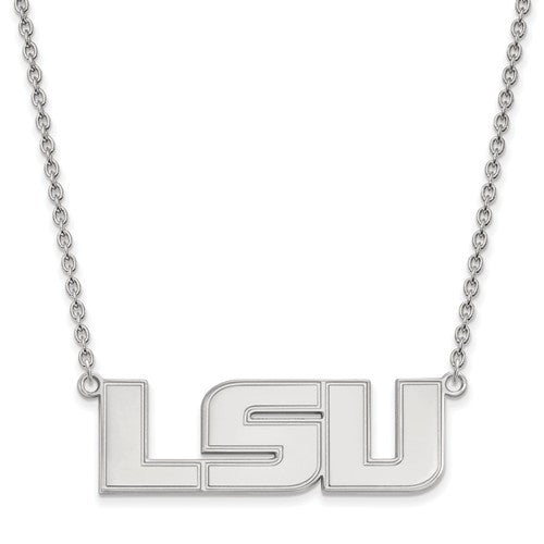 Sterling Silver LogoArt Louisiana State University Large Pendant w/Necklace
