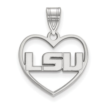 Sterling Silver LogoArt Louisiana State University Pendant in Heart