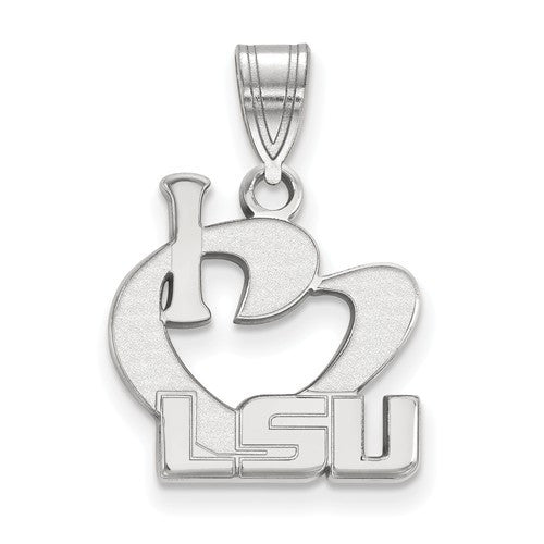 Sterling Silver LogoArt Louisiana State University Large I Love Logo Pendant