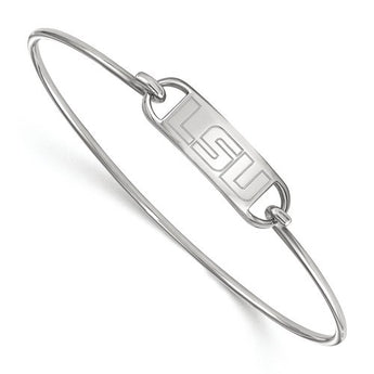 Sterling Silver LogoArt Louisiana State University Small Ctr Wire Bangle