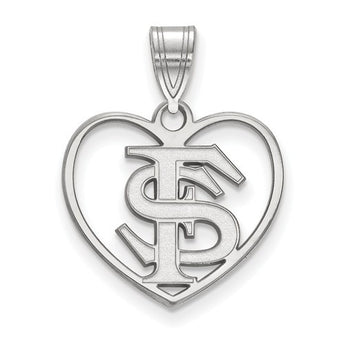 Sterling Silver LogoArt Florida State University Pendant in Heart