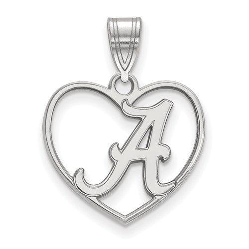 Sterling Silver LogoArt University of Alabama Pendant in Heart
