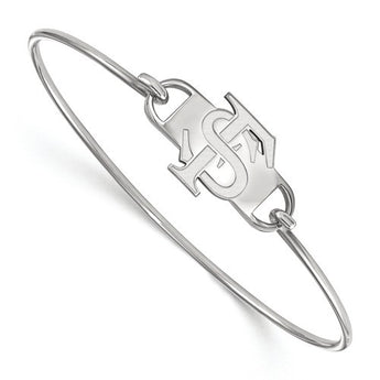 Sterling Silver LogoArt Florida State University Small Ctr Wire Bangle