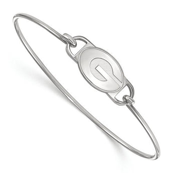 Sterling Silver LogoArt University of Georgia Small Ctr Wire Bangle