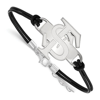 Sterling Silver LogoArt Florida State University Large Center Leather Brace