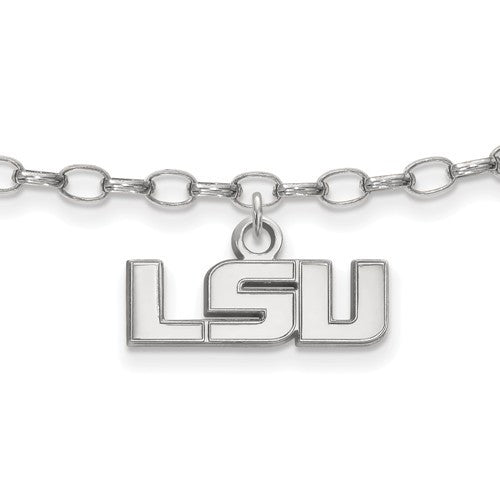 Sterling Silver LogoArt Louisiana State University Anklet