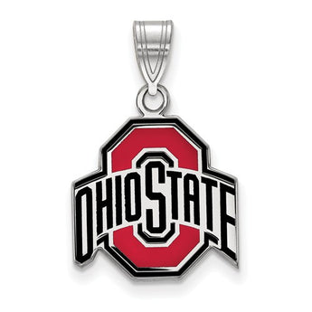 Sterling Silver LogoArt Ohio State University Medium Enamel Pendant