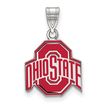Sterling Silver LogoArt Ohio State University Medium Enamel Pendant