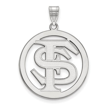 Sterling Silver LogoArt Florida State University L Pendant in Circle