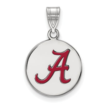 Sterling Silver LogoArt University of Alabama Medium Enamel Disc Pendant