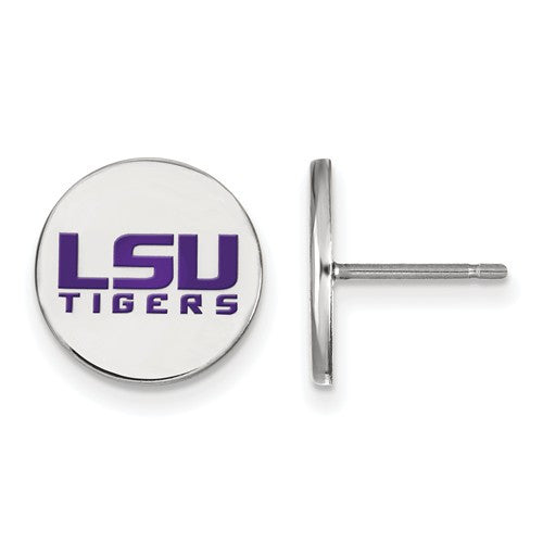 Sterling Silver LogoArt Louisiana State University Small Enamel Disc Earrin