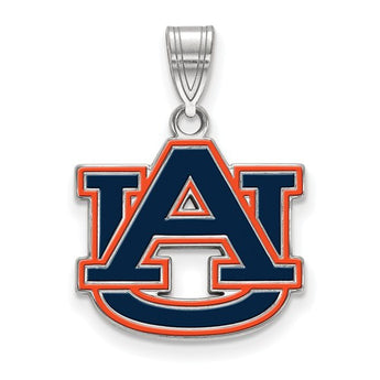 Sterling Silver LogoArt Auburn University Medium Enamel Pendant