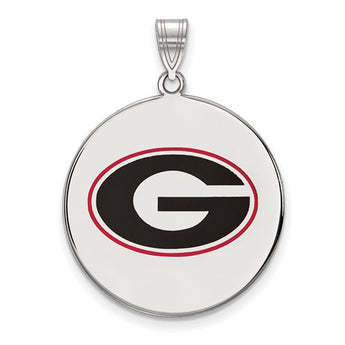 Sterling Silver LogoArt University of Georgia XL Enameled Pendant
