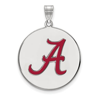 Sterling Silver LogoArt University of Alabama XL Enamel Disc Pendant