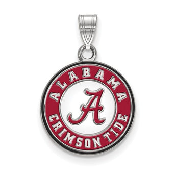 Sterling Silver LogoArt University of Alabama Small Enamel Disc Pendant