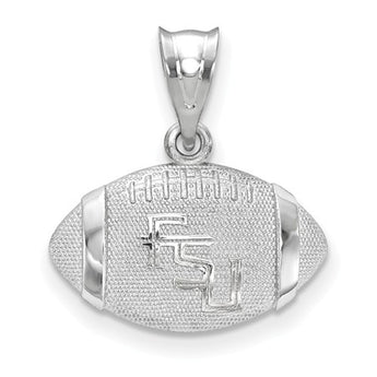 Sterling Silver LogoArt Florida State University 3D Football w/Logo Pendant