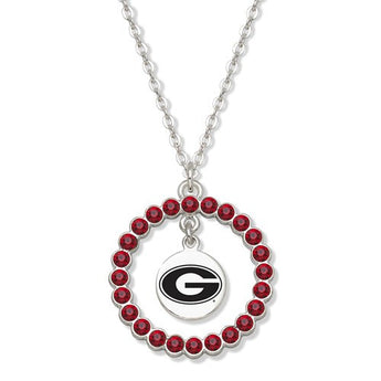 UNIV OF GEORGIA SPIRIT CRYSTAL WREATH LOGO NECKLACE