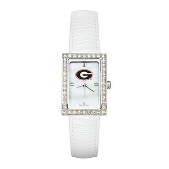 UNIV OF GEORGIA LADIES ALLURE WATCH WHITE LEATHER STRAP