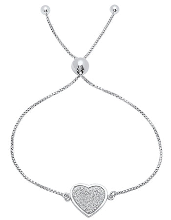 Ladies Sterling Silver Heart Sand Blast Bolo Bracelet/XBR-121-SS