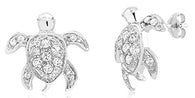 Sterling Silver CZ Turtle Earrings/XE-538-SS