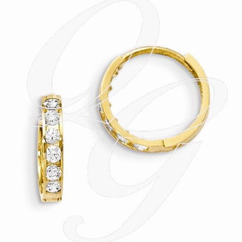 14k Madi K CZ Children's Hinged Hoop Earrings