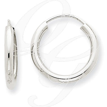 14k WG 2mm Polished Endless Hoop Earrings