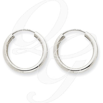 14k White Gold Polished Endless 2mm Hoop Earrings