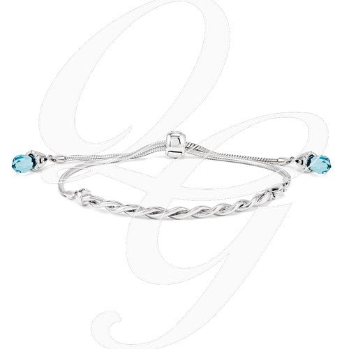 Sterling Silver Reflections Blue Swarovski Crystal Adj. Bracelet