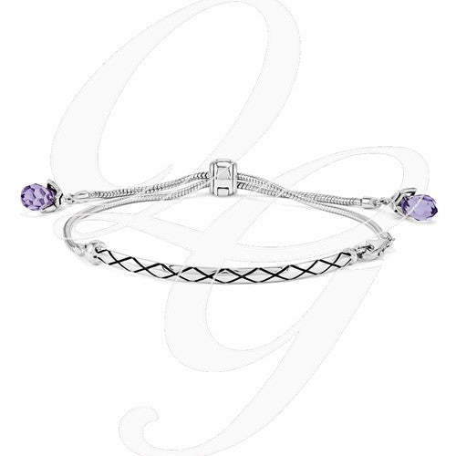 Sterling Silver Reflections Purple Swarovski Crystal Adj. Bracelet