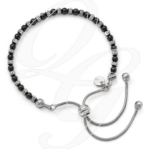 Leslie's Sterling Silver Ruthenium-Plated D/C Adjustable Bracelet