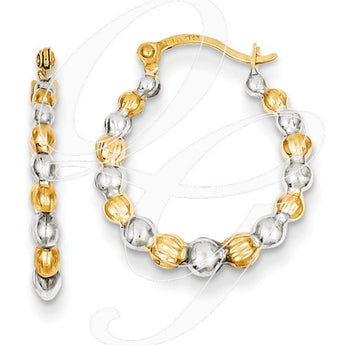 14K Madi K W/Rhodium Beaded Hoop Earrings