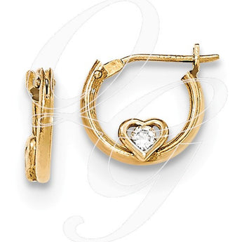 14K Madi K Polished CZ Heart Hoop Earrings