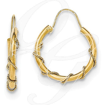 14K Madi K Polished Textured Twisted Hoop Earrings