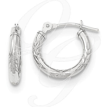 14K White Gold Madi K Diamond Cut Laser Cut Hoop Earrings