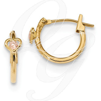 14k Madi K Polished Pink CZ Heart Hoops