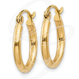10k Polished 2mm Round Hoop Earrings