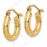 10k Polished 3mm Round Hoop Earrings