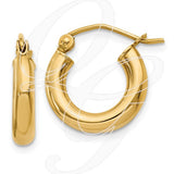10k Polished 3mm Round Hoop Earrings