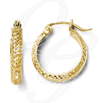 Leslies 10K Diamond-Cut Hinged Hoop Earrings
