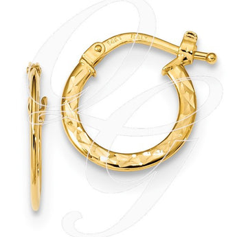 14k Gold D/C And Polished Hoop Earrings