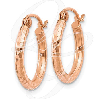 14k Rose Gold Light Weight D/C Hoop Earrings