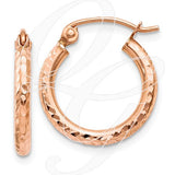 14k Rose Gold Light Weight D/C Hoop Earrings