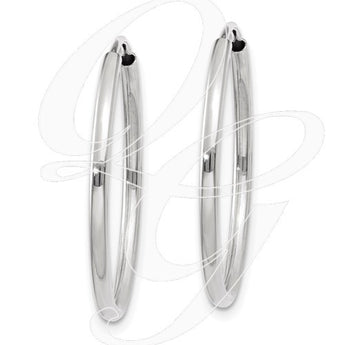 14k White Gold Polished Endless Tube Hoop Earrings