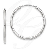 14k White Gold Polished Endless Tube Hoop Earrings