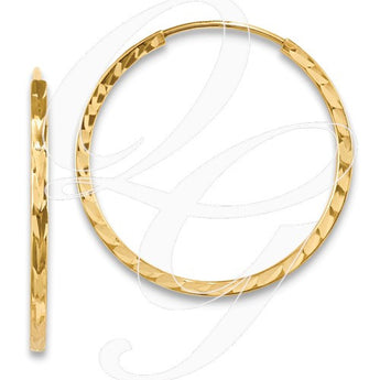 14k Diamond-Cut Square Tube Endless Hoop Earrings
